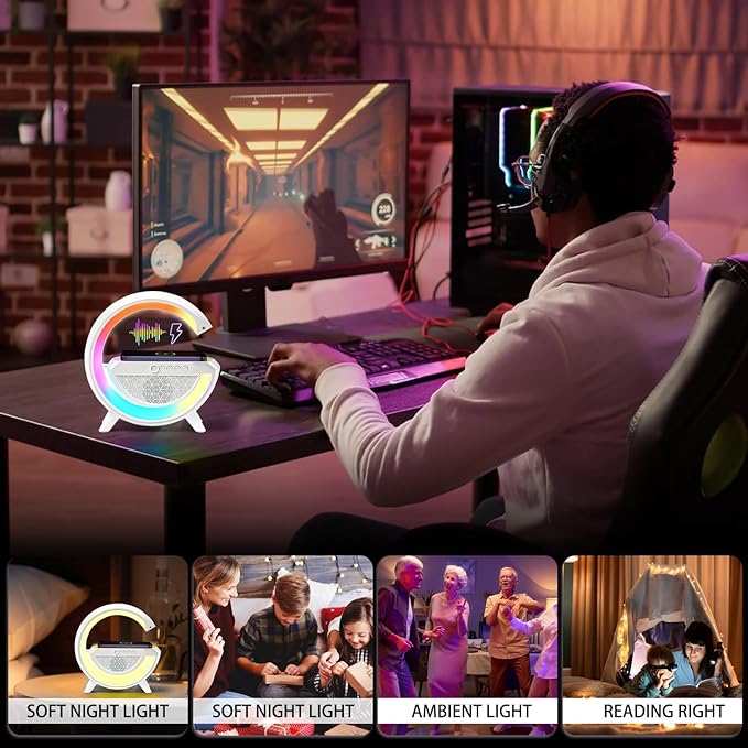 Sveglia ricarica Wireless RGB con Cassa Musica